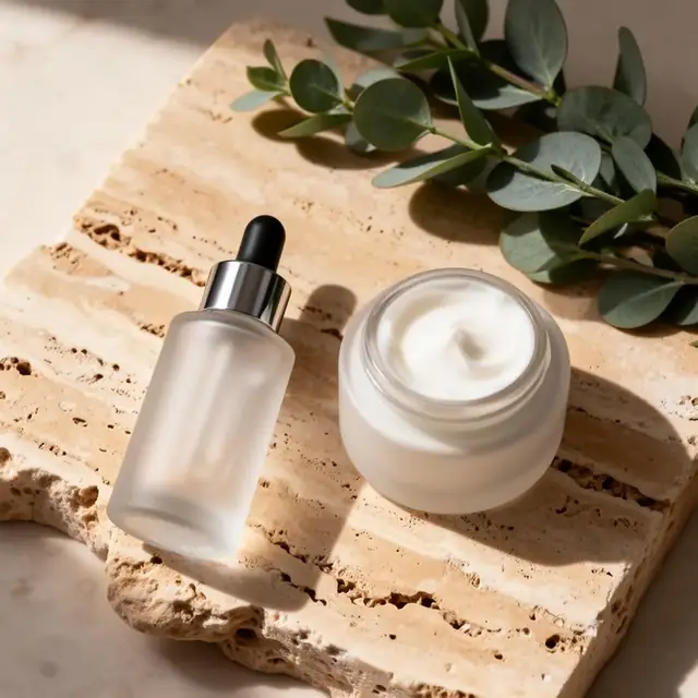 Luxury skincare flat lay